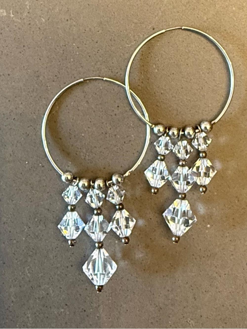 White Crystal Hoop Earrings